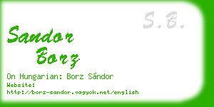 sandor borz business card